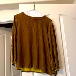 velvet Cut Loose blouse only worn twice; size medium, color: chartreuse/gold